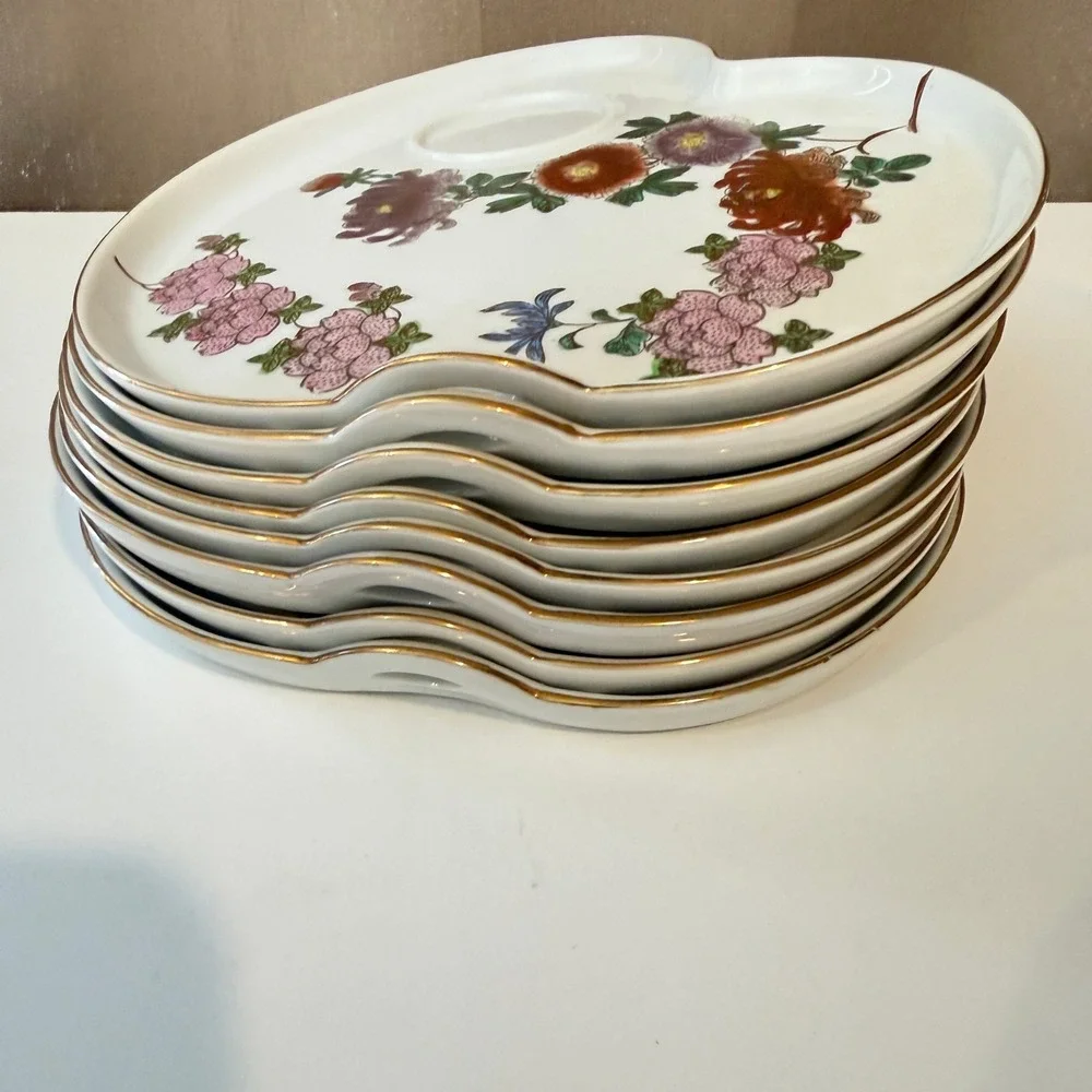 Vintage Japanese Kutani Porcelain Tea Set Floral Chrysanthemum Gold Gilt